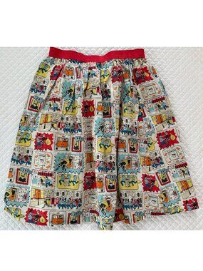 Cath Kidston Stop Thief Comic Print A-Line Skirt XS